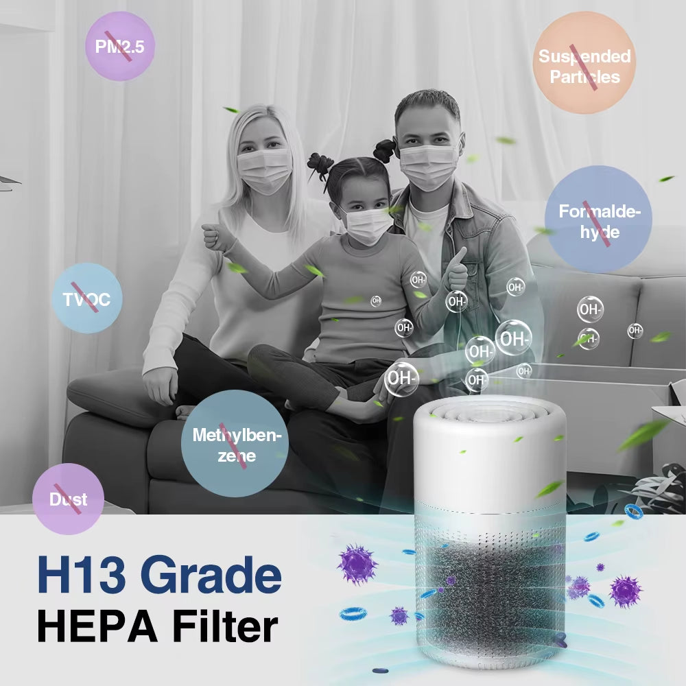 Portable Air Purifier Household Air Cleaner Mini Desktop Air Purifier with HEPA Filter Air Freshener Air Cleaner for Home Office