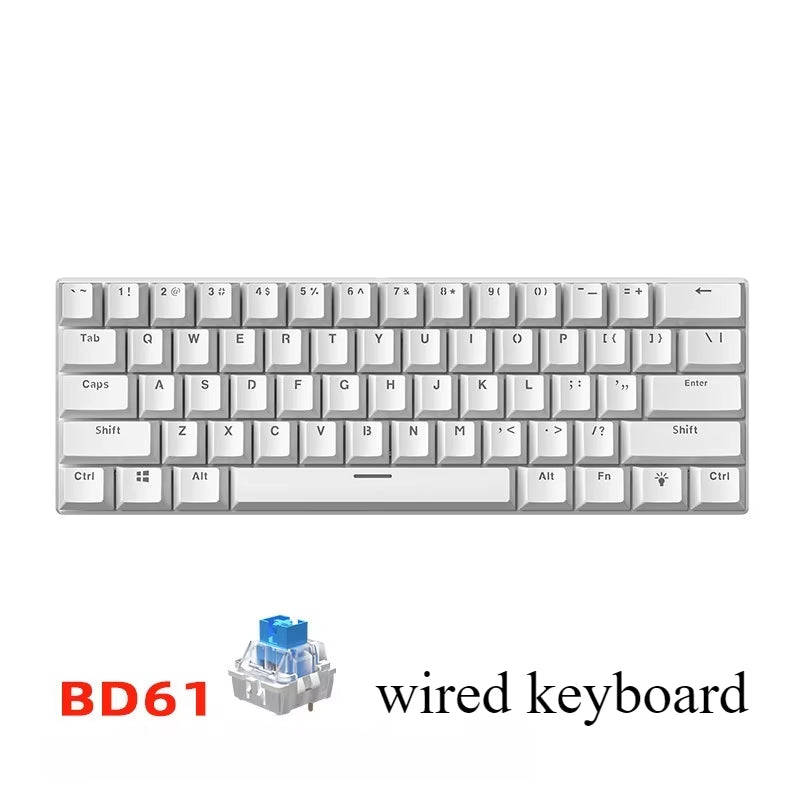 Teclado Mecanico 60% Gaming Keyboard Gamer Mechanical Keyboards Pc Teclados Laptop Oficina Mini Key Board Klavye Teclas White