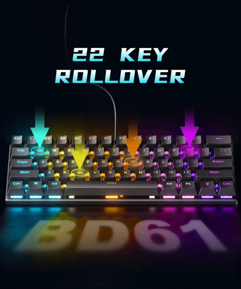 Teclado Mecanico 60% Gaming Keyboard Gamer Mechanical Keyboards Pc Teclados Laptop Oficina Mini Key Board Klavye Teclas White