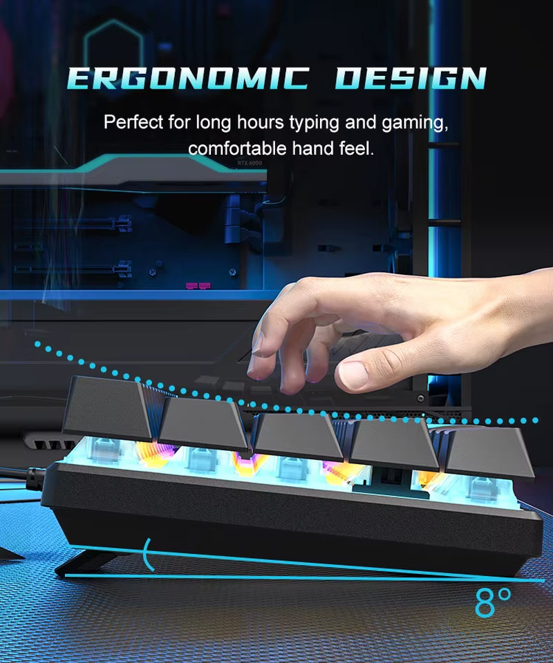 Teclado Mecanico 60% Gaming Keyboard Gamer Mechanical Keyboards Pc Teclados Laptop Oficina Mini Key Board Klavye Teclas White