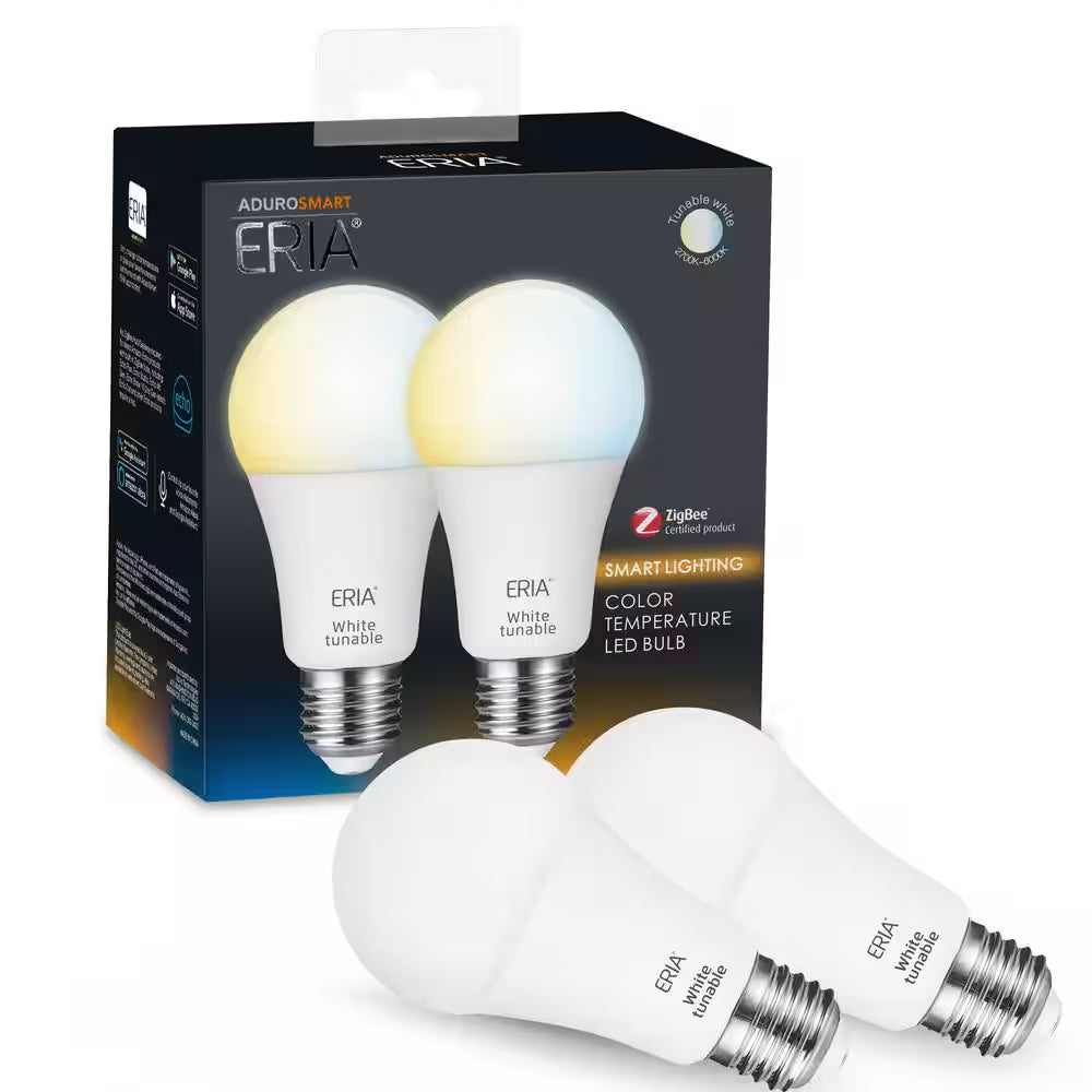 ERIA 60-Watt Equivalent A19 Dimmable CRI 90 plus Wireless Smart LED Light Bulb Tunable White (2-Pack)