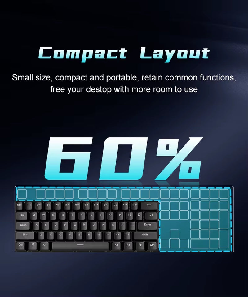 Teclado Mecanico 60% Gaming Keyboard Gamer Mechanical Keyboards Pc Teclados Laptop Oficina Mini Key Board Klavye Teclas White